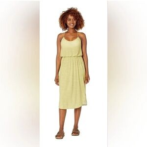 PRANA Ayla Citronella Tradewinds Dress Green Striped Built in Bra Summer Comfort